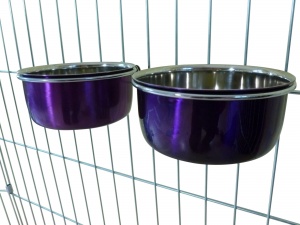 Ellie-Bo Pair of Small Dog Bowls For Crates, Cages or Pens in Purple